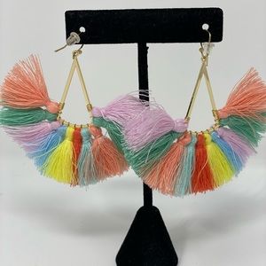 Cabo Women’s Threaded Gold Dangle Hook Colorful Summer Pierced Earrings  NEW